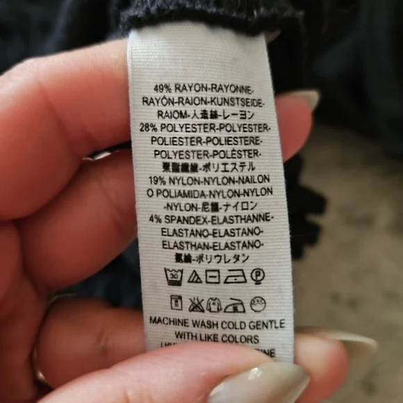 We The Free Womens Black Cropped Ribbed Knit Long Sleeve Top S - Picture 11 of 13